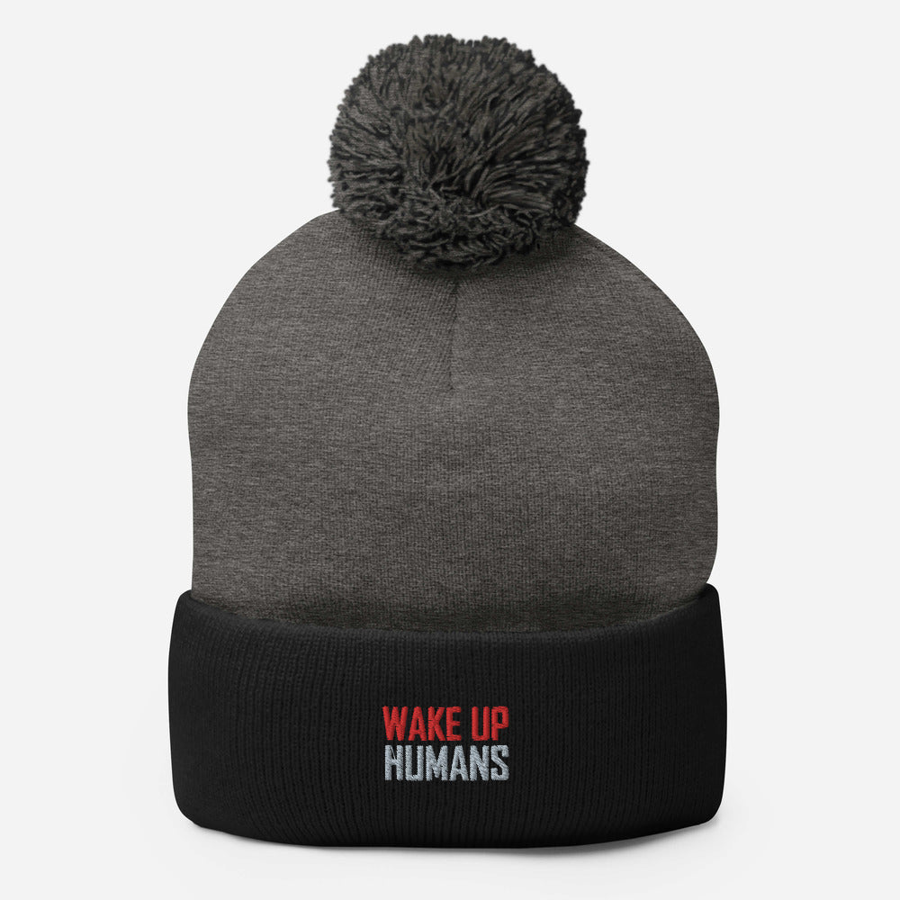 Wake Up Humans Pom-Pom Beanie