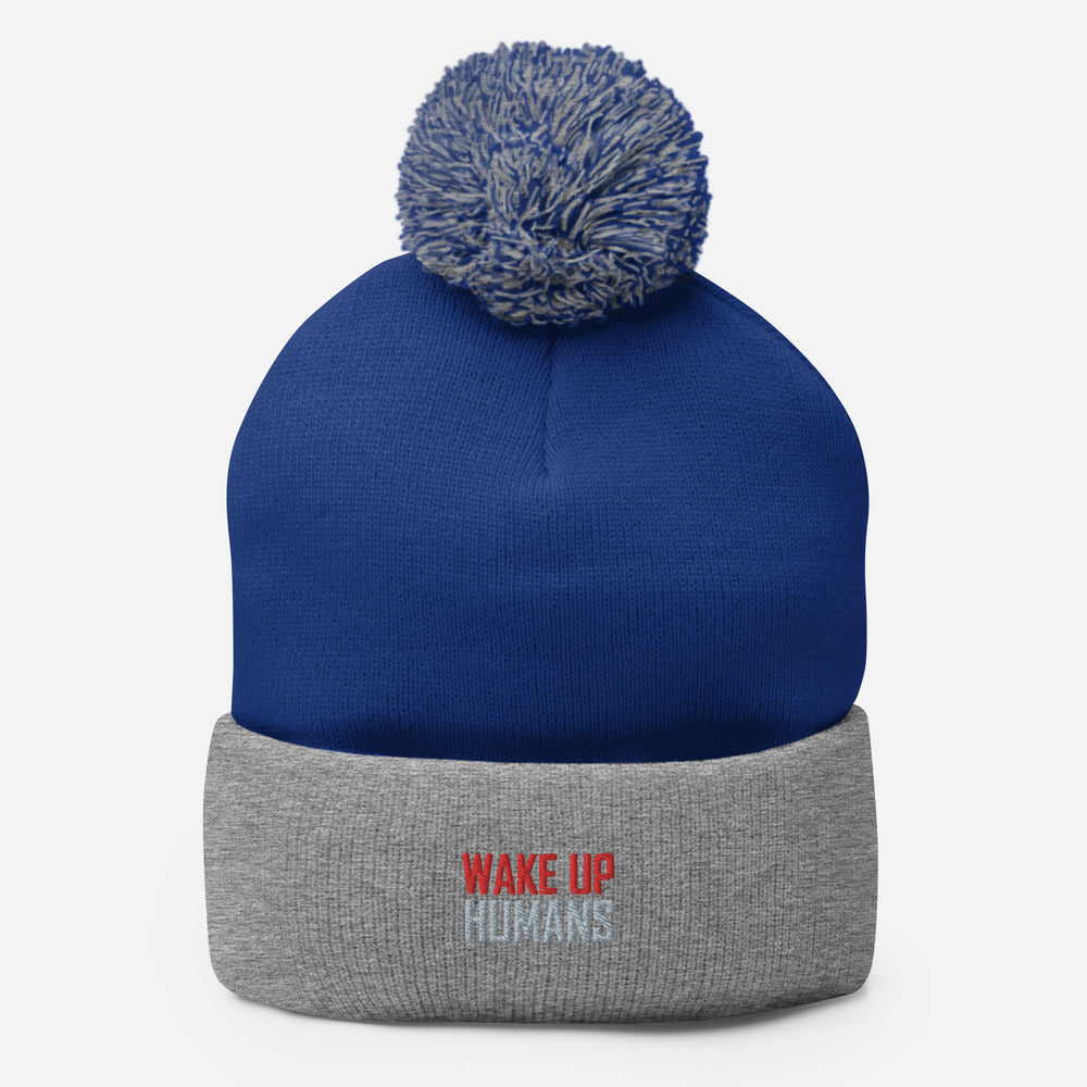 Wake Up Humans Pom-Pom Beanie